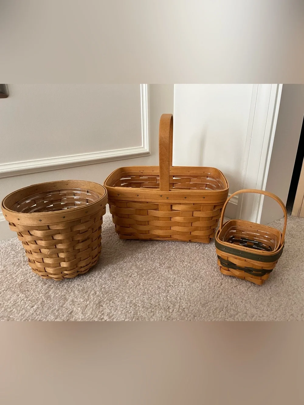 Lot of 3 Longaberger baskets from late 1990s to early 2000s.